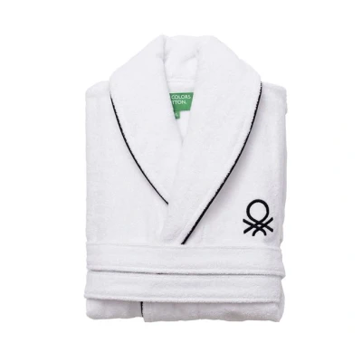 Imagen de UNITED COLORS OF BENETTON. Albornoz Unisex hombre o mujer 360gsm 100% algodón, Blanco