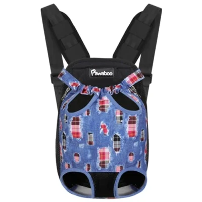Imagen de Pawaboo Mochila del Perro Adjustable Bolsa Delantera Pet Front Cat Dog Carrier Backpack/Piernas Afuera &amp; Fácil de Ajustar para Viajar/Senderismo/Camping, Talla XL, Azul Vaquero