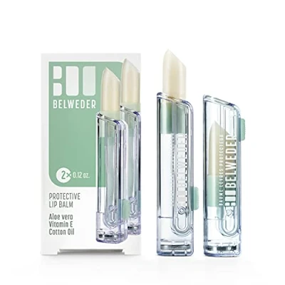 Imagen de BELWEDER Bálsamo Labiales Protectores con Aloe vera, Vitamina E, Aceite de Semilla Algodón, Protección, Hidratación y Regeneración los Labios Transparente Para Hombres Mujeres