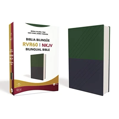 Imagen de Biblia Bilingue PR Rvr 1960/NKJV: Version Reina Valera 1960 / New King James Blue Green LeatherSoft