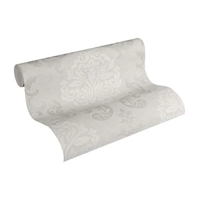 Imagen de A.S. Création Papel Pintado de Pared Barroco en Crema, Plata y Beige para Varios Espacios 10,05 m x 0,53