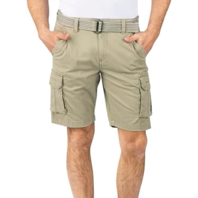Imagen de riverso RIVJoko pantalones cortos cargo para hombre con cinturón, corte regular, de verano, elásticos, color azul marino, beige, verde, gris, S, M, L, XL, XXL, 3XL, 4XL, 5XL,