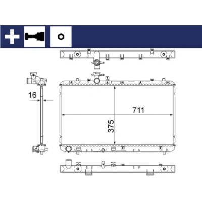 Imagen de MAHLE ORIGINAL CR 1314 000S Radiador, refrigeración del motor 711 375 16 con accesorios Caja de cambios manual Aletas soldadas