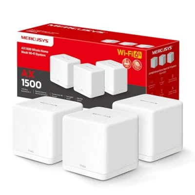 Imagen de [2024 Nuevo] MERCUSYS Halo H1500X(3 Pack) AX1500 Sistema WiFi 6 Mesh, 3X Puerto Gigabit Ethernet, Conecta hasta 150 Dispositivos, Control Parental, Cobertura de 550 m², Fácil Configuración