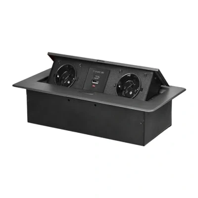 Imagen de Miratic Regleta Enchufes Empotrable Mesa Enchufe Multiple con Borde Plano Fresado Regletas Cargador USB 2 2P+Z (Schuko) 2x (typ A+C; 3,6A) Ideal para Oficina y Hogar