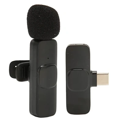 Imagen de VBESTLIFE Micrófono Lavalier Inalámbrico, Emparejamiento Automático Tipo C Mini de Solapa para Teléfono, PC, Tableta, Grabación Vídeo, Entrevista