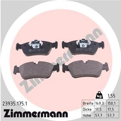 Imagen de ZIMMERMANN 23935.175.1 Juego de pastillas freno preparado para indicador desgaste Foto correspondiente a la entrega BMW: 3 Berlina, 1 Hatchback