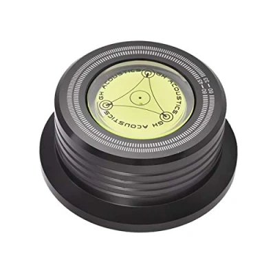 Imagen de estabilizador LP de Peso para Discos Vinilo, Abrazadera estabilizadora giratoria 60 Hz con Burbuja, Metal Reproductor Vinilo LP(Negro)