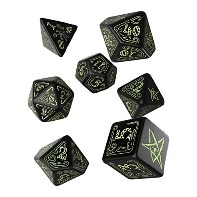 Imagen de Q workshop Llamada de Cthulhu Set Dados Negro fosforescente