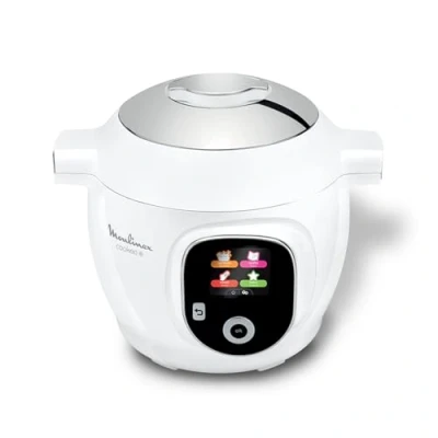 Imagen de Moulinex Cookeo+ Multicooker inteligente de alta presión, 6 L, 80 recetas integradas, sin vigilancia, pantalla intuitiva, guía cocción paso a paso, aplicación dedicada, blanco CE854110