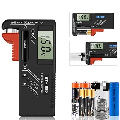 Imagen de ZHITING Comprobador de Pilas Digital Medidor Voltaje para el Hogar Carga con Pantalla LCD,para AA, AAA, C, D, PP3, 9V, 1.5V, Pila Boton