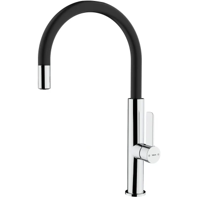 Imagen de Teka FOT 995 Grifo de Cocina Monomando, Caño Giratorio, Aireador Anticalcáreo Integrado, Temperatura Precisa, Sistema Fijación Easy Quick, Color Cromo Negro