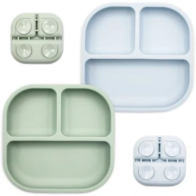 Imagen de Lookka Children&#039;s Plate with Suction Cup, Silicone Baby, Baby Plate, Non Slip, Set Children 2 Pieces, BPA, Reusable for Toddler and