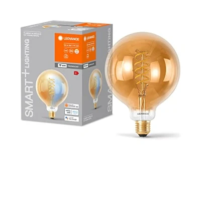 Imagen de LEDVANCE SMART+ WIFI LED Lampe, Gold Tönung, 8W, 650lm, Kugel Form mit 125mm Durchmesser &amp; E27 Sockel, regulierbares Weißlicht (2200 5000K), dimmbar, App oder Sprachsteuerung, gute Lebensdauer