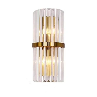 Imagen de MZStech lámpara cristalina de los apliques la pared E14, aplique cristalino moderno luz accesorios (Base dorada)
