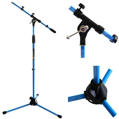 Imagen de Keepdrum MS106 BL Soporte de micrófono con Boom, Base Metal, Color Azul