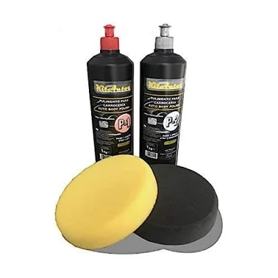 Imagen de KITAUTOS Pulimento para carrocerias 1kg de Corte + un kg Brillo esponjas pulir 150mm.