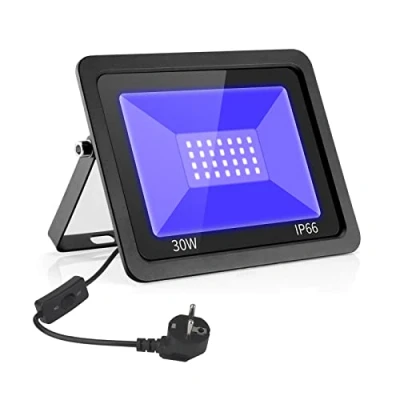 Imagen de Eleganted Luz UV 30W, Negra 365nm Inundación, Foco Ultravioleta Fluorescente Lámpara de Escenario para Bar Club DJ Discoteca Fiesta KTV Pinta Corporal Gimnasio Halloween