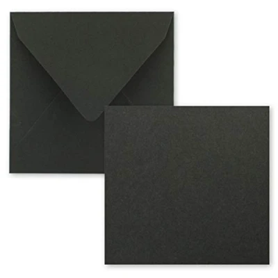Imagen de FarbenFroh by GUSTAV NEUSER Juego de tarjetas individuales cuadradas 15 x cm, con sobres, papel estraza, 25 unidades, para felicitación y más, color negro