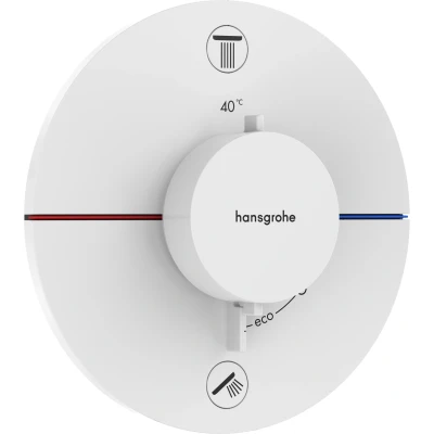 Imagen de hansgrohe ShowerSelect Comfort S, termostato empotrado , grifo con botón de seguridad (SafetyStop) a 40 C, redondo para ducha y bañera, mezclador 2 funciones, blanco mate