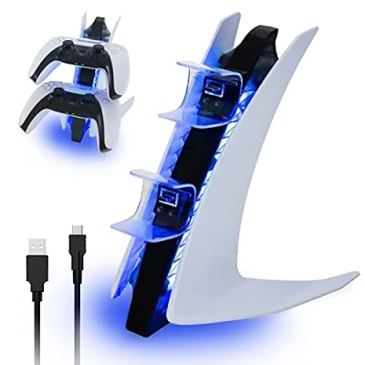 Imagen de NexiGo Cargador de Controlador PS5 edición Especial, estación Carga inalámbrica con Dos Puertos USB C, Base rápida Dual para Sony Playstation 5