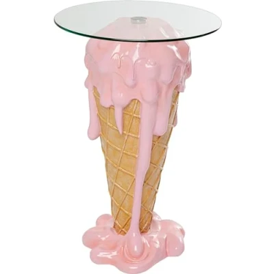 Imagen de Kare Beistelltisch Icecream Mesa Auxiliar, Plástico Vidrio, marrón, Rosa, 72x48x48 cm