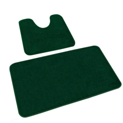 Imagen de Rururug Juego de 2 Alfombrillas baño Microfibra Lavable Nuevo Punto plástico Antideslizante Inferior Alfombra y Alfombrilla Inodoro (Verde, 50 x 80 cm + 40 cm)