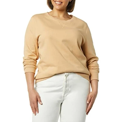 Imagen de Amazon Essentials Sudadera de Forro Polar con Cuello Redondo (Disponible en Tallas Grandes) Mujer, Camel Claro, XXL