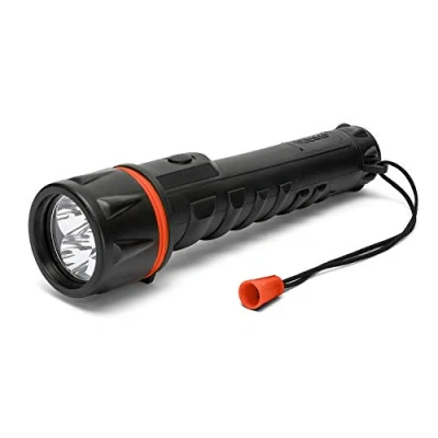 Imagen de Velamp IRUB3LED Linterna de 3 LED en Goma hiperresistente. con Encaje cómodo. Funciona baterías D (no Incluidas). Súper Brillante, Resistente al Agua y a los Golpes, Negro
