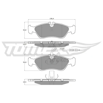 Imagen de TOMEX brakes TX 11 491 Juego de pastillas freno Eje trasero con contacto avisador desgaste MERCEDES BENZ: Sprinter 3 T Furgón