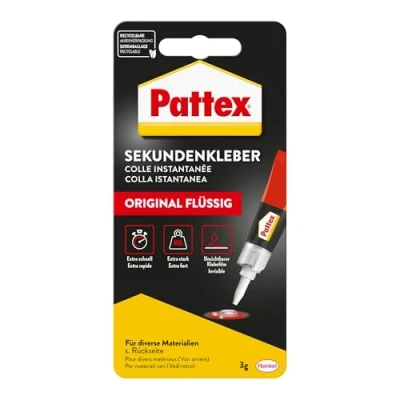 Imagen de Pattex superglue líquido, 3 g de apto para el lavavajillas muchas reparaciones instantáneas, pegamento líquido incoloro secado rápido