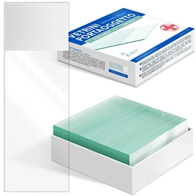 Imagen de AIESI® Portaobjetos de microscopio con Bordes rectificados y Banda Pulida Chorro Arena en Ambos Lados Dimensiones 26x76 mm (Paquete 72 Piezas)