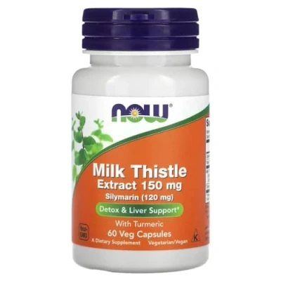 Imagen de Now Foods Milk Thistle Extract 150mg Extracto de Cardo Mariano con Cúrcuma Apoyo a la salud hepática y desintoxicación 60 cápsulas