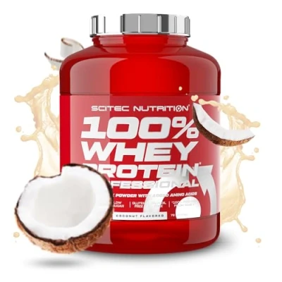 Imagen de Scitec Nutrition 100% Whey Protein Professional Mejorada con Aminoácidos Extra y Enzimas Digestivas Sin gluten aceite de palma, 2.35 kg, Coco