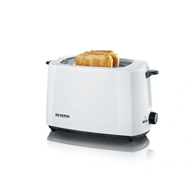 Imagen de Severin AT 2286 Tostadora Automática, Incluye Soporte para Tostar Panecillos, 2 Ranuras Cortas, 700 W, 1.14 kg, Blanco/Negro