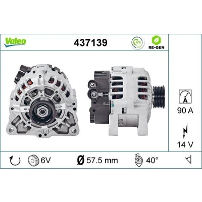 Imagen de VALEO 437139 Alternador 14V 90A CITROËN: Xsara Picasso, Berlingo / First I Furgón, C5 Hatchback, PEUGEOT: 206 Partner Furgón