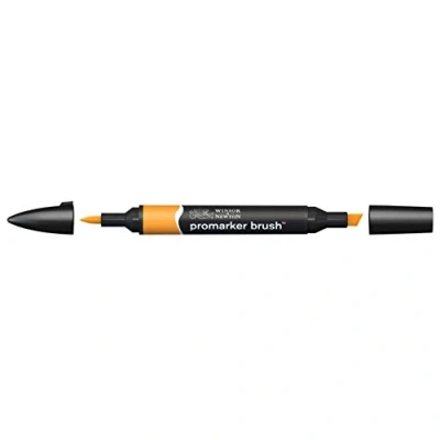 Imagen de Winsor &amp; Newton Promarker Brush Rotulador Doble Punta, Punta Pincel, Tinta Base Alcohol, Color Amber (o567)