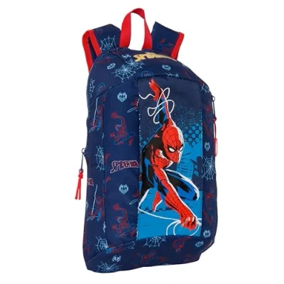 Imagen de Safta SPIDERMAN NEON Mini Mochila para Uso Diario, Ideal Niños de Diferentes Edades, Cómoda y Versátil, Calidad Resistencia, 22x10x39 cm, Color Azul Marino