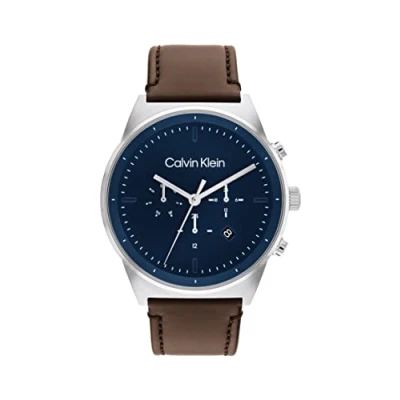Imagen de Calvin Klein Reloj Analógico de Cuarzo multifunción para Hombre con Correa en Piel Marrón Oscuro 25200300