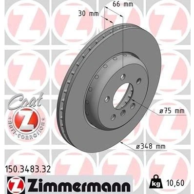 Imagen de ZIMMERMANN FORMULA F COAT Z 150.3483.32 Disco de freno BMW: 5 Berlina, 6 Coupé, Gran Coupe