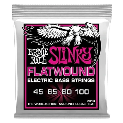 Imagen de Ernie Ball Super Slinky Flatwound Cuerdas para bajo eléctrico, entorchado plano, calibre 45 100