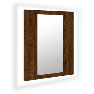Imagen de vidaXL Armario de Baño con Espejo LED, Mueble Almacenaje, Pared para Maquillaje, Lavabo Aseo, Madera Marrón Roble
