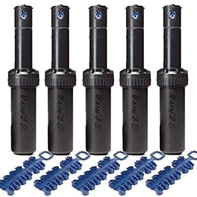 Imagen de Suinga. 5 x Aspersor Rain Bird 5004 PC. Alcance 7,6 a 15,2 MTS. Rosca 3/4&quot; Hembra, Negro