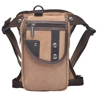 Imagen de Xieben Lienzo Caer Bolsa De Pierna para Hombres Mujeres Motocicleta Montar En Bicicleta Ciclismo Multiuso Muslo Cintura Fanny Pack Viajes Deportes Pesca Caza Senderismo Camping Aire Libre