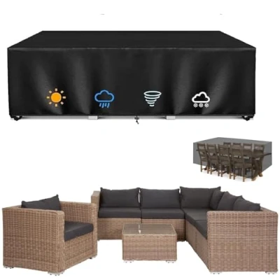 Imagen de Funda para Muebles de Jardín 195x135x100cm Cubierta Mesa Resistente 420D Oxford Exterior Jardin Sofa Impermeable