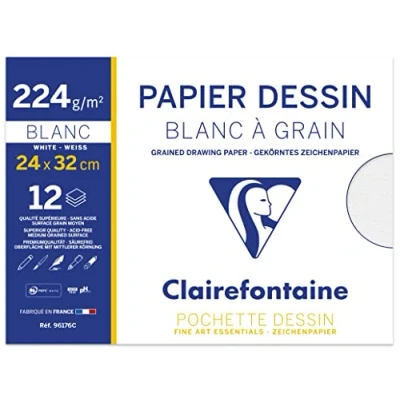 Imagen de Clairefontaine bloc de papel con nervaduras, color blanco, 24 x 32 cm), 224 g