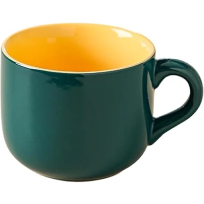 Imagen de taza de té 650 ml, café XXL, cerámica con asa, tazas grandes café, té, cereales, sopas, tazón porcelana, sopa asa (verde y amarillo)