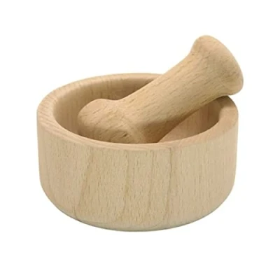 Imagen de Fackelmann Juego mortero 10 x 4,5 cm, 2 Piezas de Haya, Madera, Beige, 8 4.5 cm