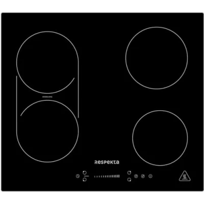 Imagen de Respekta Placa de inducción autosuficiente, con 4 placas, 9 niveles potencia, control táctil, temporizador, seguridad infantil, 59 cm, color negro