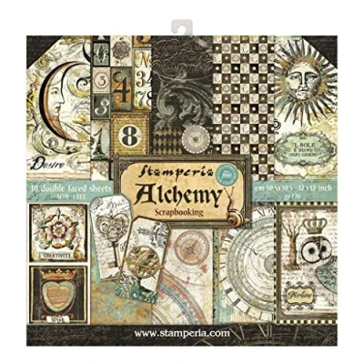 Imagen de Stamperia Bloc de Scrapbooking 10 Hojas 30.5x30.5 (12&quot;x12&quot;) 2 Caras Alchemy, Papel, Multicolor, 30.5cmX30.5cm